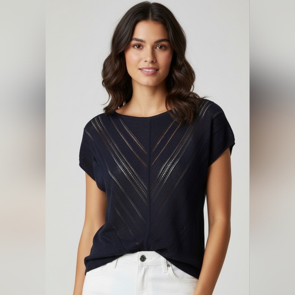 Loft Women's Knit Pullover Top Navy Blue Size XS